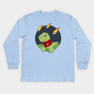 T-Rex and Asteroids Kids Long Sleeve T-Shirt